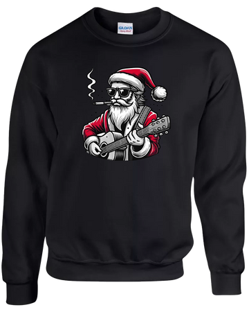 Santa With Guitar | Crewneck Sweatshirt S-5XL